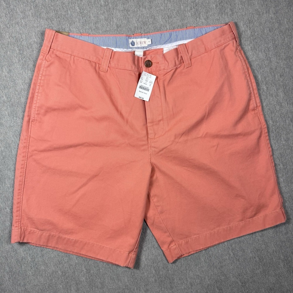 J CREW Broken-In Chino Shorts Mens 38W 9" Coral  Stretch Flat Front NWT